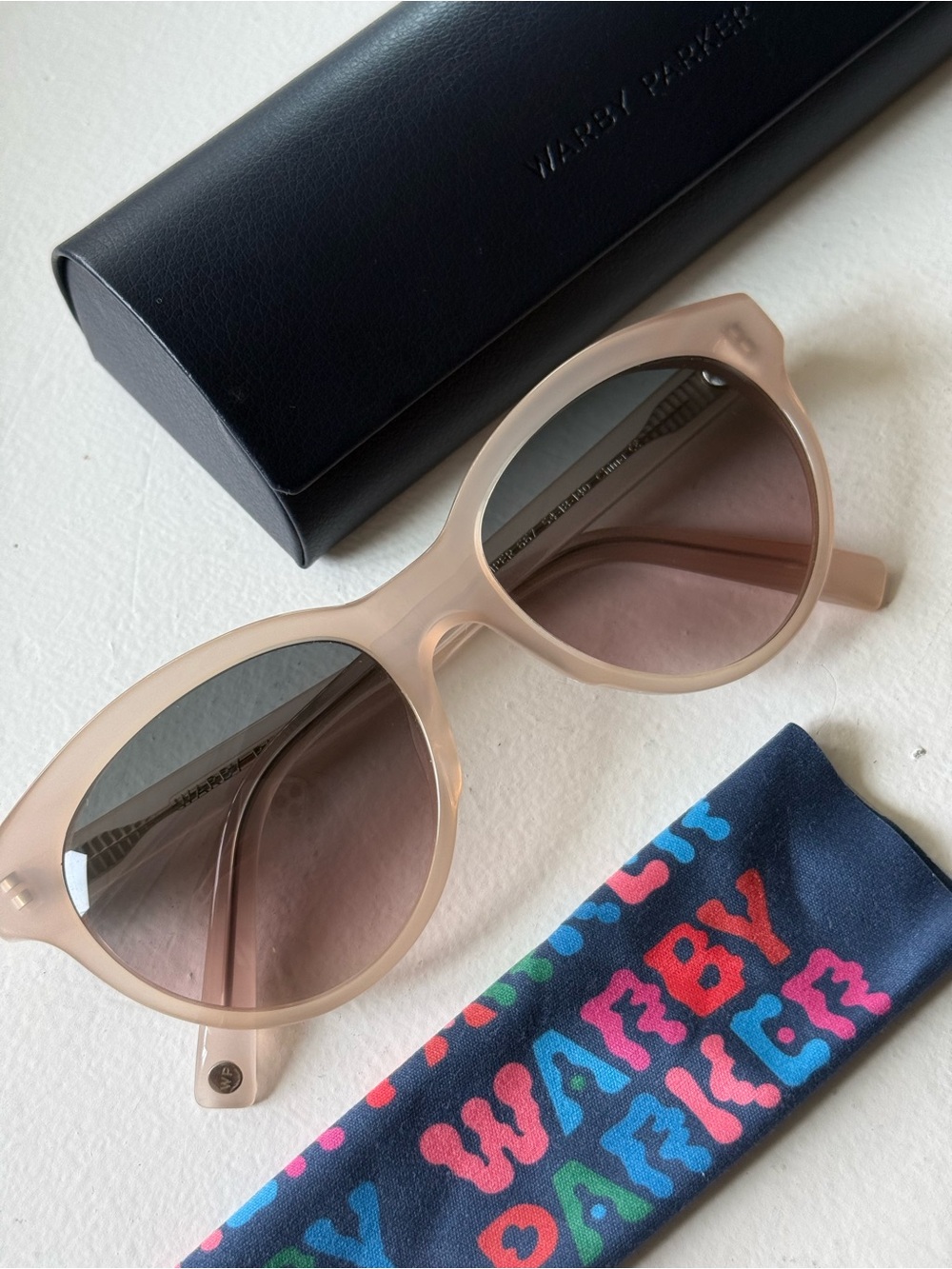 Warby Parker Matte Blush Round Sunglasses With Gradient Lenses